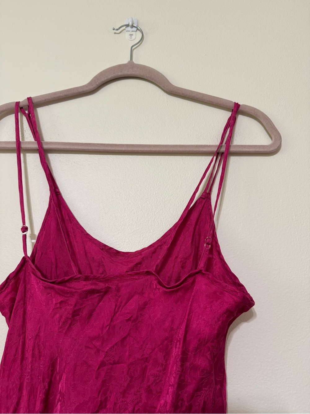 Vintage 100% Silk Magenta Slip Dress with Thin Straps - Picture 4 of 6